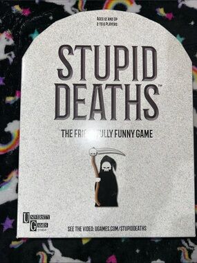 University Games Stupid Deaths Card Game - White and Black